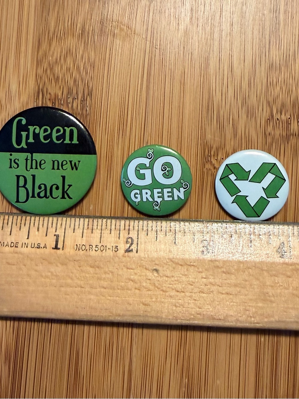 Go Green Eco-Friendly Pinback Button Set (3-Pack) - - Picture 12 of 12